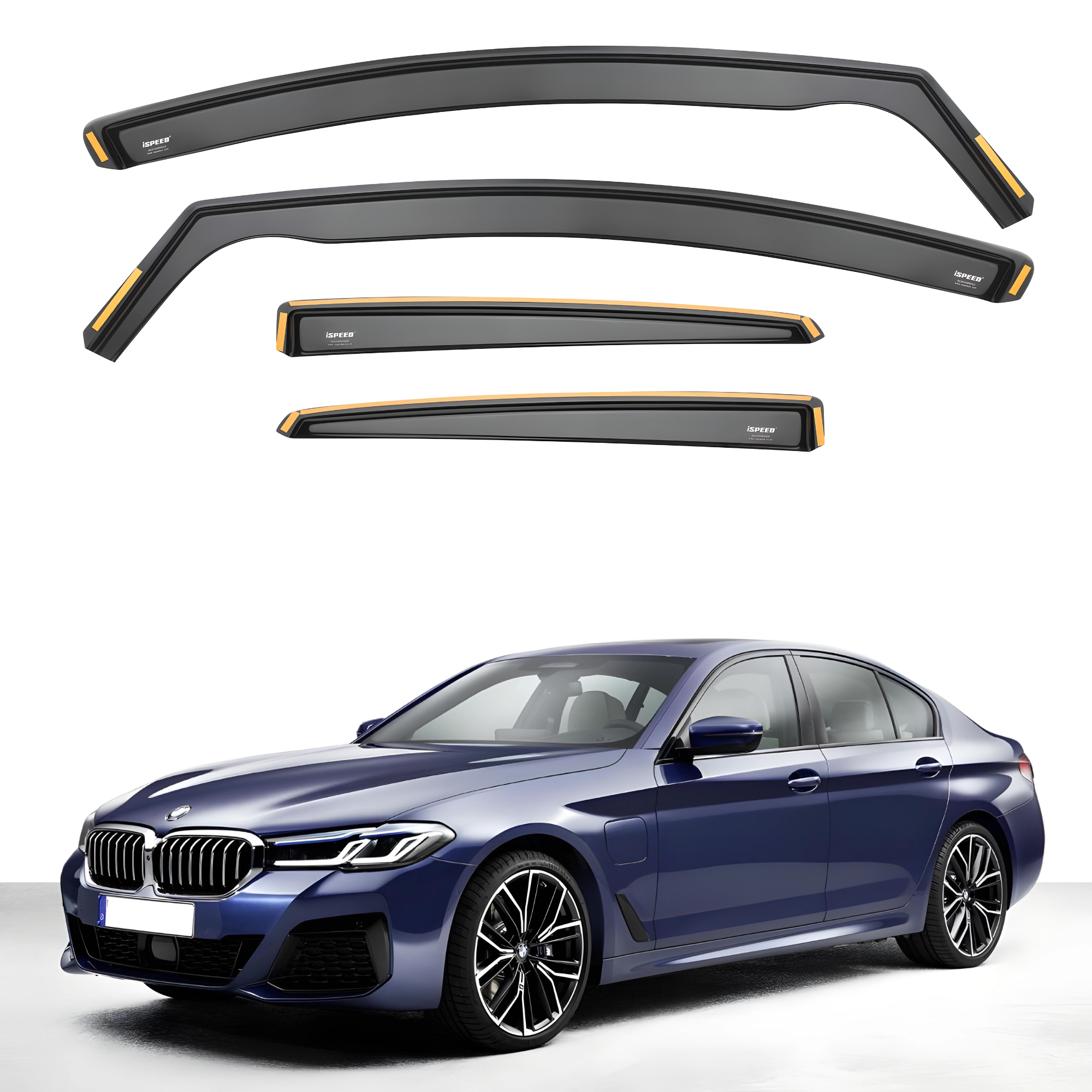 OEMM Set Of 4 Wind Deflectors IN-CHANNEL Type Compatible With BMW 5 SERIES F11 5 DOOR ESTATE/WAGON 2010 2011 2012 2013 2014 2015 2016 2017 Acrylic Glass Side Visors Window Deflectors