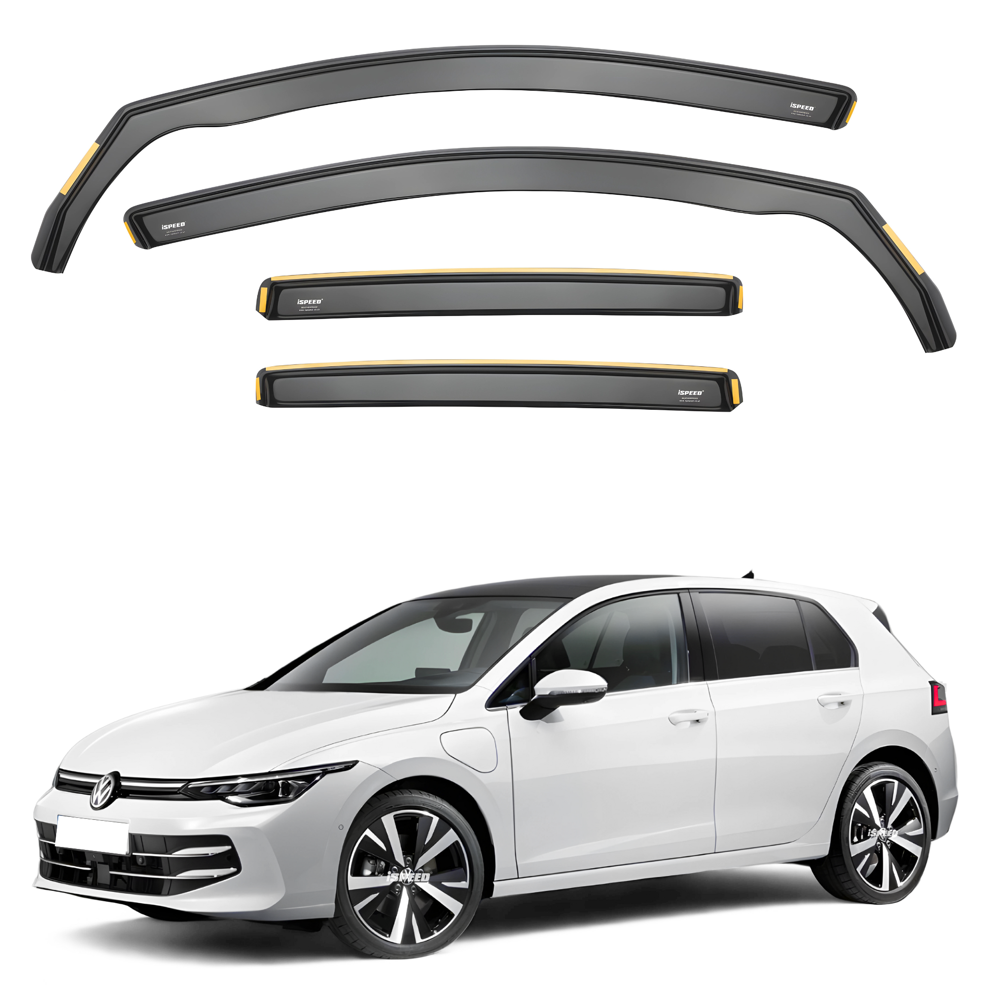 VW Golf MK8 20202024 5Door Hatchback Wind Deflectors 4pc Set ISPEED