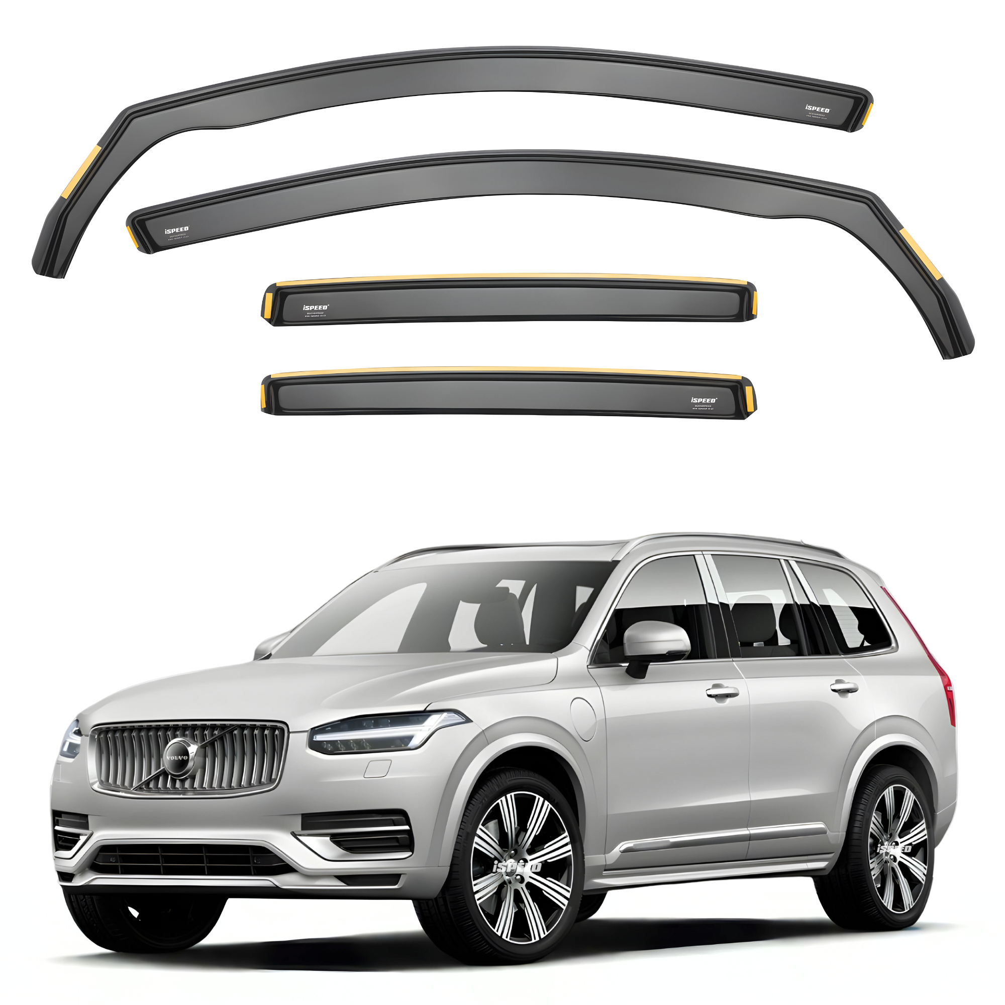 ISPEED Dark Tinted Wind Deflectors For VW Touran MK1/MK2 2003-2015 – 4pc Set With Clips, Gloss Finish