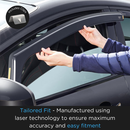 ISPEED wind deflector easy clip-in installation on car window.
