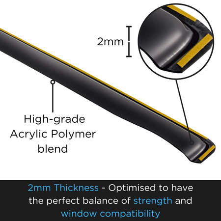 ISPEED wind deflector 2mm high-grade acrylic polymer construction detail showing strength and window compatibility