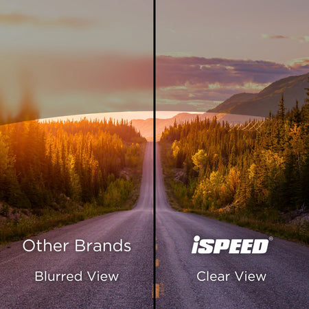 ISPEED wind deflectors optical clarity compared to blurred view from other brands