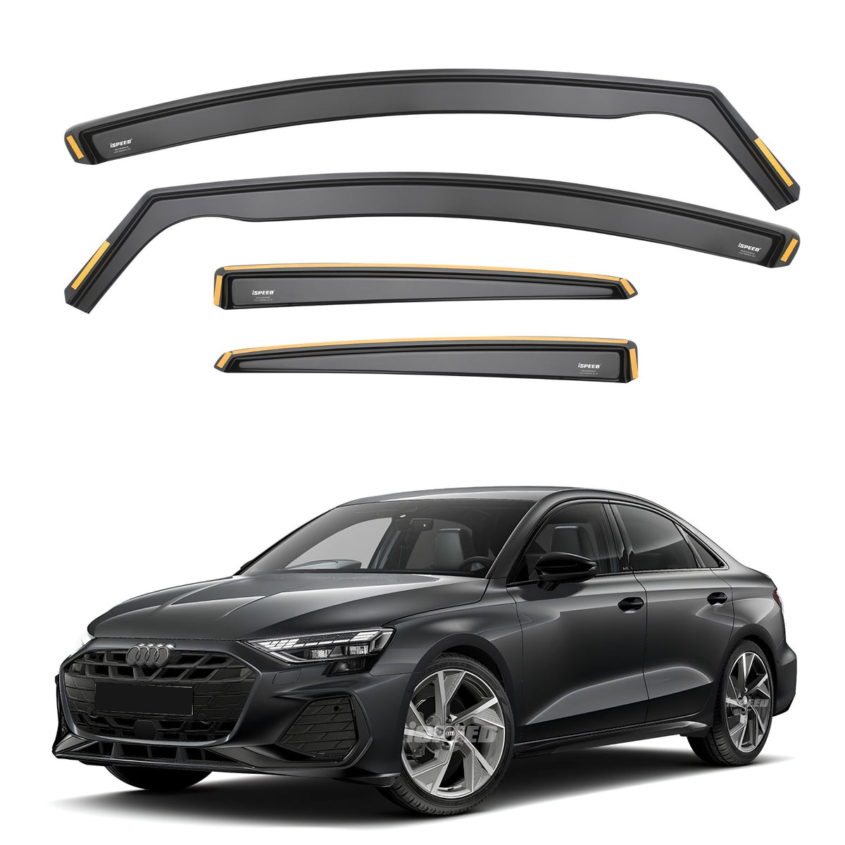 ISPEED Audi A3 MK4 2020-2026 4-Door Saloon Wind Deflectors 4pc Set - 2020 2021 2022 2023 2024 2025 2026
