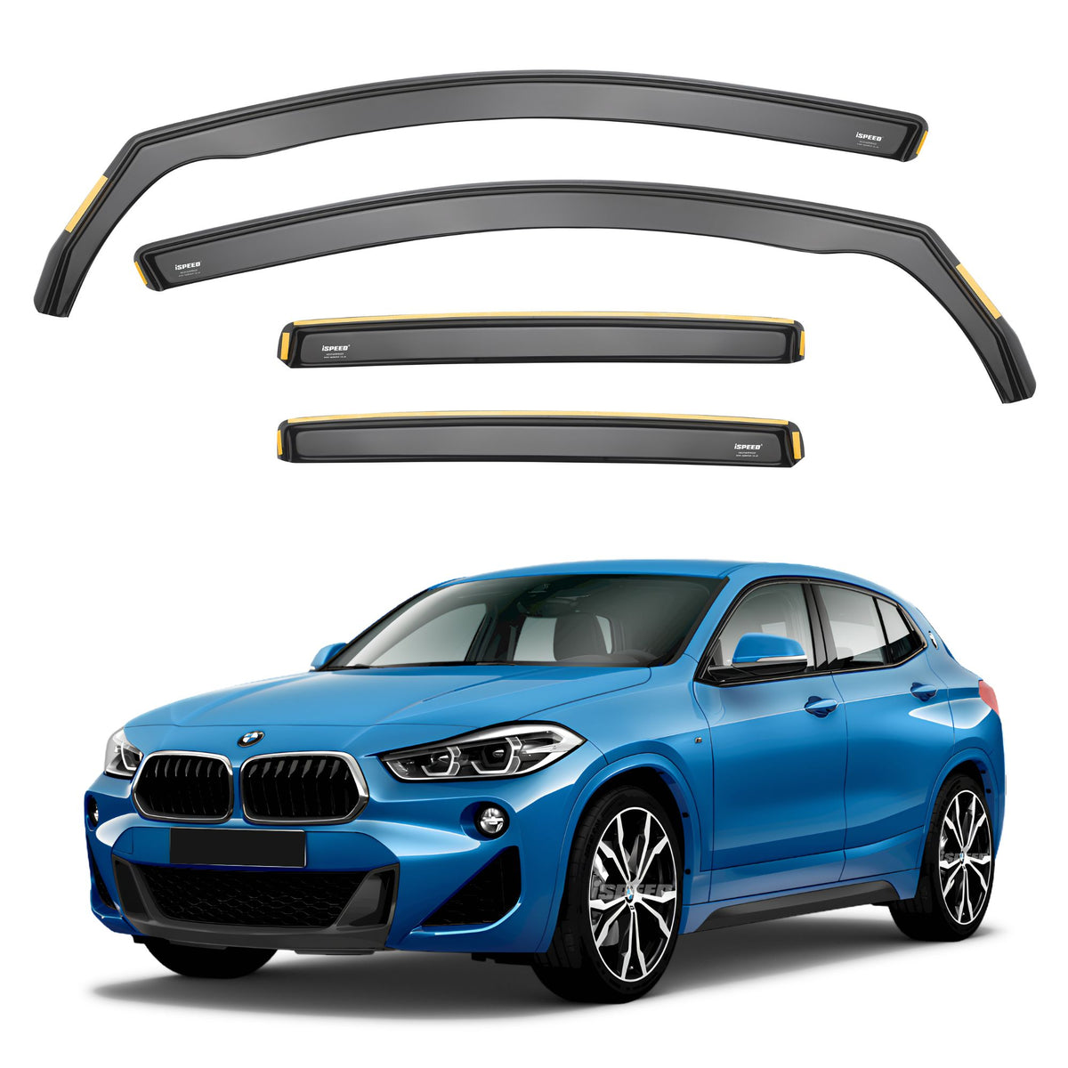 BMW X2 F39 2017-2023 Wind Deflectors 4pc Set - ISPEED 2017 2018 2019 2020 2021 2022 2023