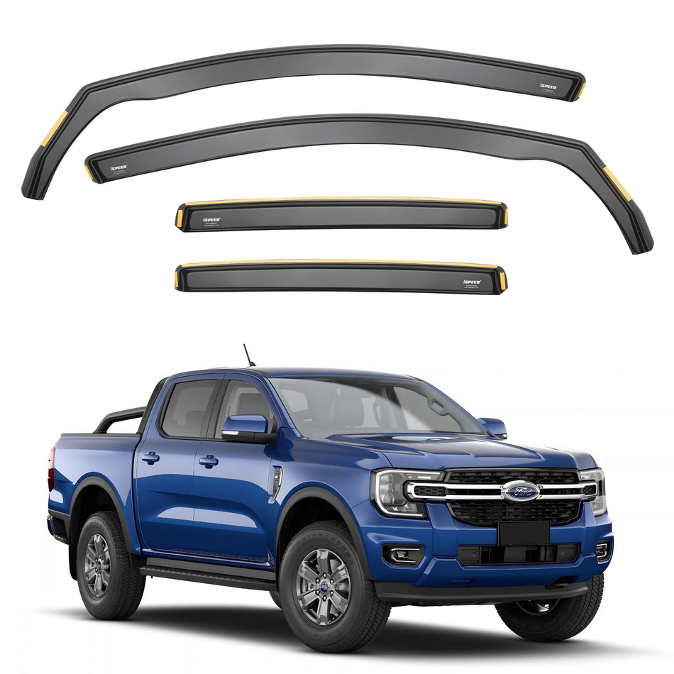 Ford Ranger T6 MK2 2022-2027 Double Cab Wind Deflectors 4pc Set