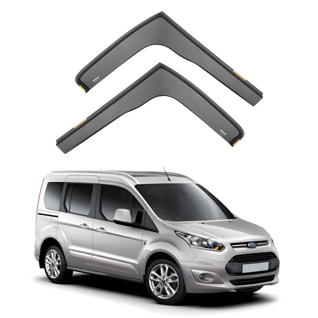 Outside Mount 2MM Vent Visors For Ford Transit Connect 2010-2013 – Dark Smoke 2-Piece Set, Glossy Acrylic, Adhesive Tape