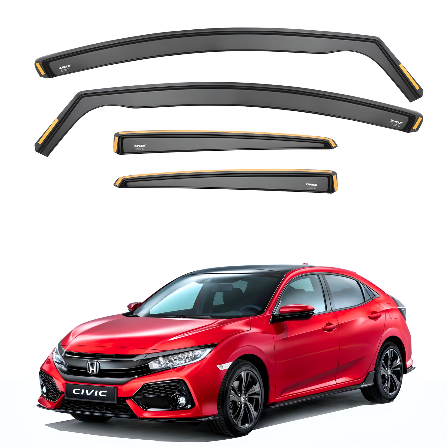 Honda Civic MK10 2017-2021 5-Door Hatchback Wind Deflectors 4pc Set