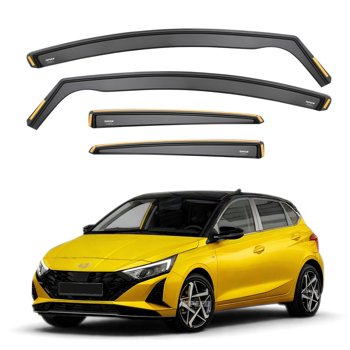 ISPEED Hyundai I20 MK3 2020-2026 5-Door Hatchback Wind Deflectors 4pc Set - 2020 2021 2022 2023 2024 2025 2026