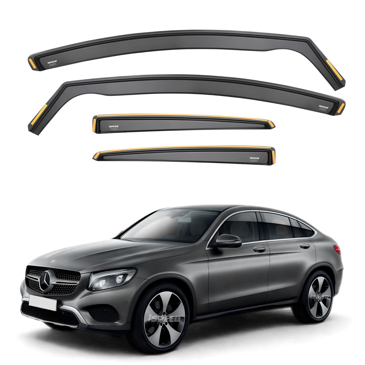 ISPEED Mercedes GLC Coupe MK1 2016-2023 Wind Deflectors 4pc Set - 2016 2017 2018 2019 2020 2021 2022 2023