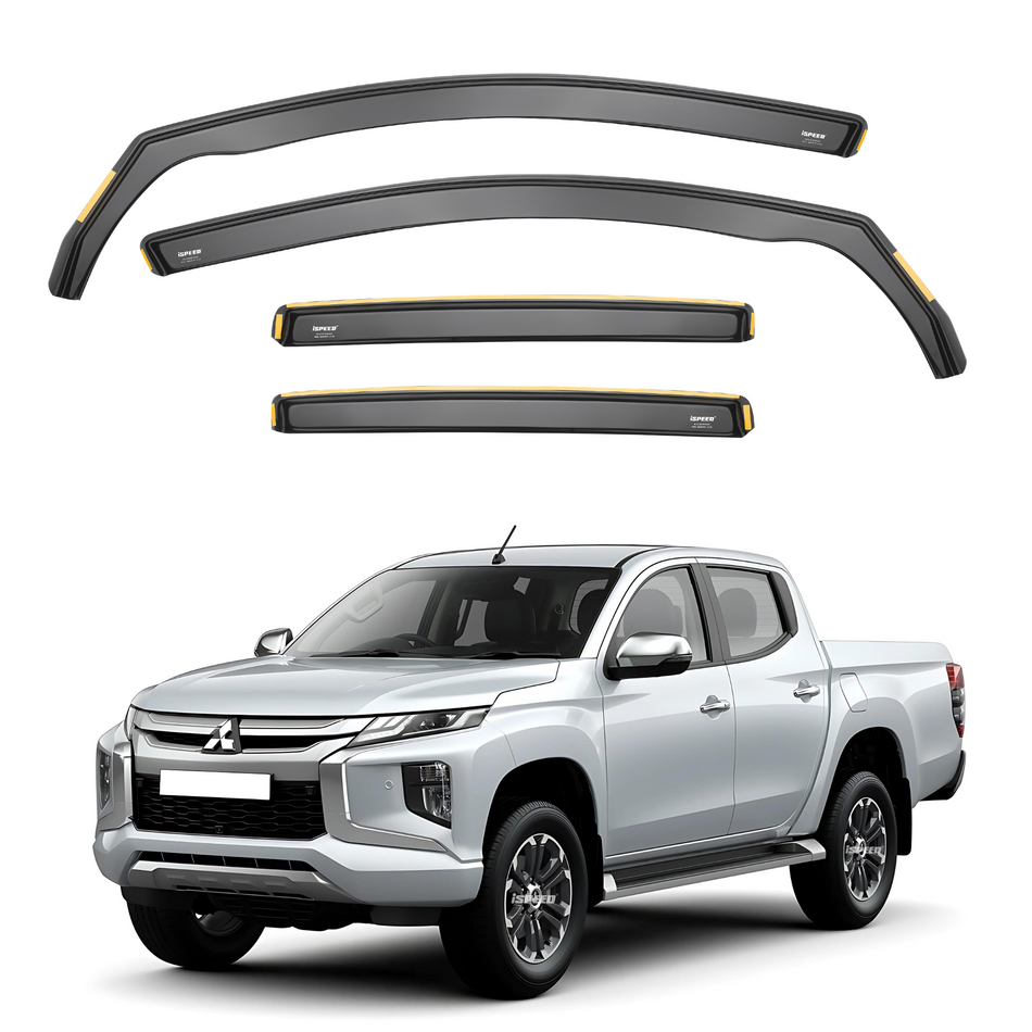 Mitsubishi L200/Triton MK5 2015-2023 4-Door Pickup Wind Deflectors 4pc Set