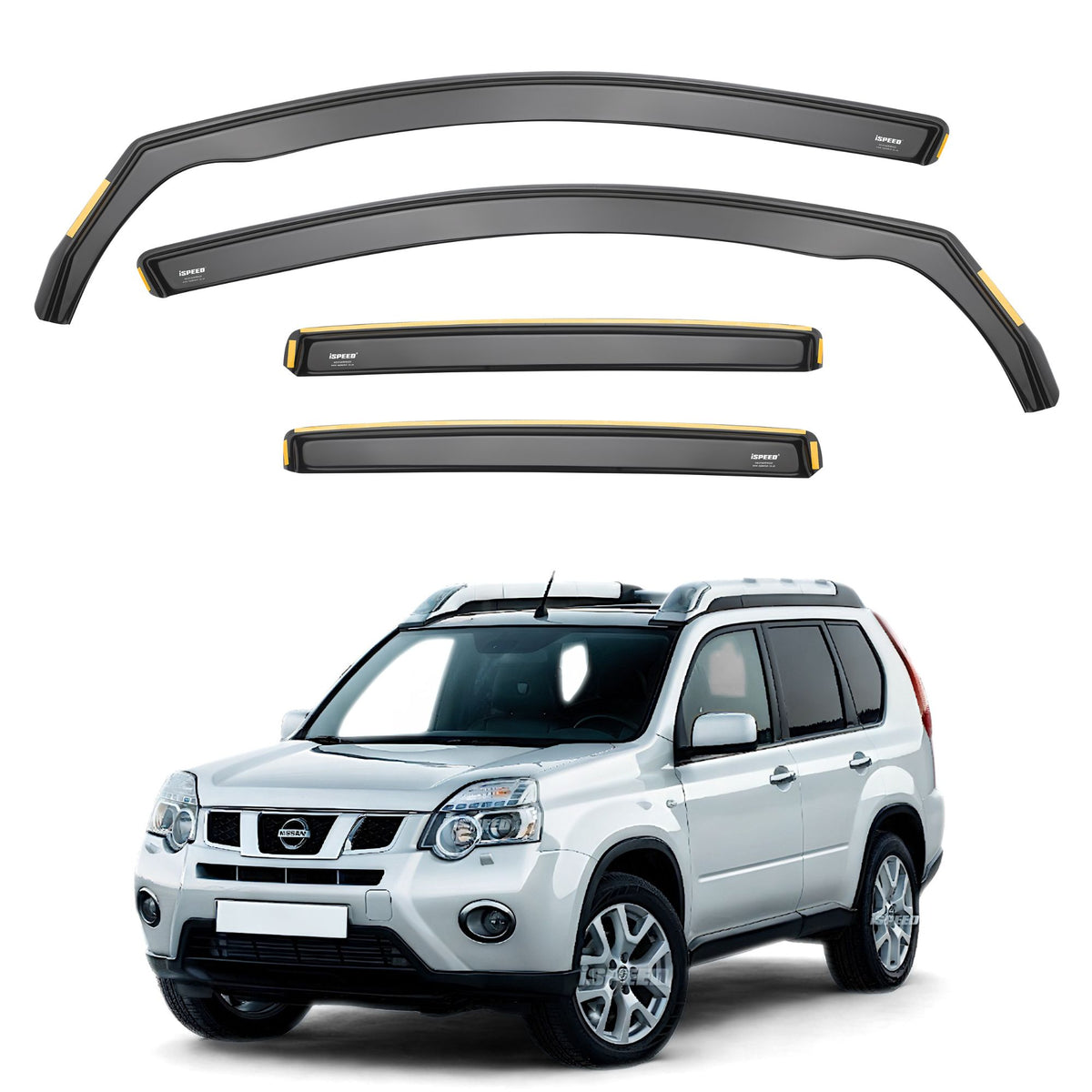 Nissan X-Trail MK2 T31 2007-2013 5-Door SUV Wind Deflectors 4pc Set - ISPEED