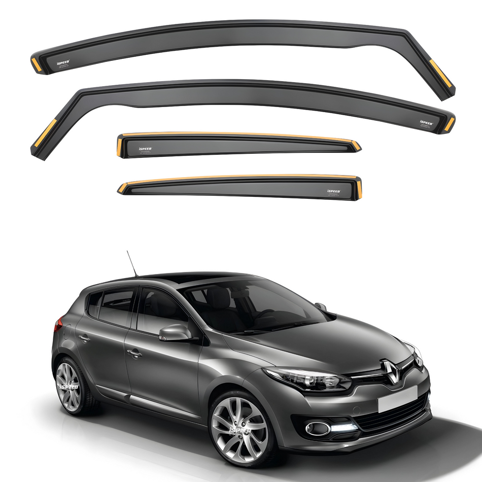 Renault Megane MK3 2008-2016 5-Door Hatchback Wind Deflectors 4pc Set