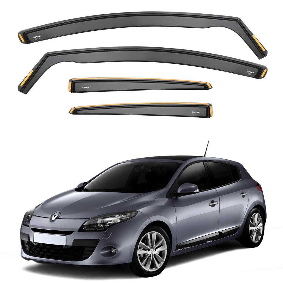 Renault Megane MK3 2008-2016 5-Door Hatchback Wind Deflectors 4pc Set