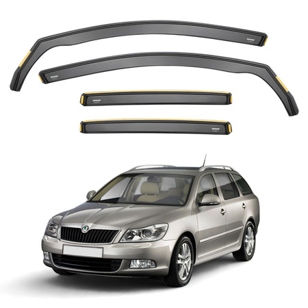 ISPEED Skoda Octavia MK2 2004-2013 5-Door Estate Wind Deflectors 4pc Set - 2004 2005 2006 2007 2008 2009 2010 2011 2012 2013