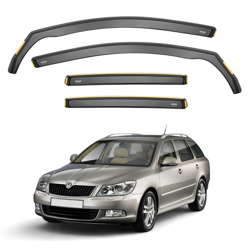 ISPEED Skoda Octavia MK2 2004-2013 5-Door Estate Wind Deflectors 4pc Set - 2004 2005 2006 2007 2008 2009 2010 2011 2012 2013