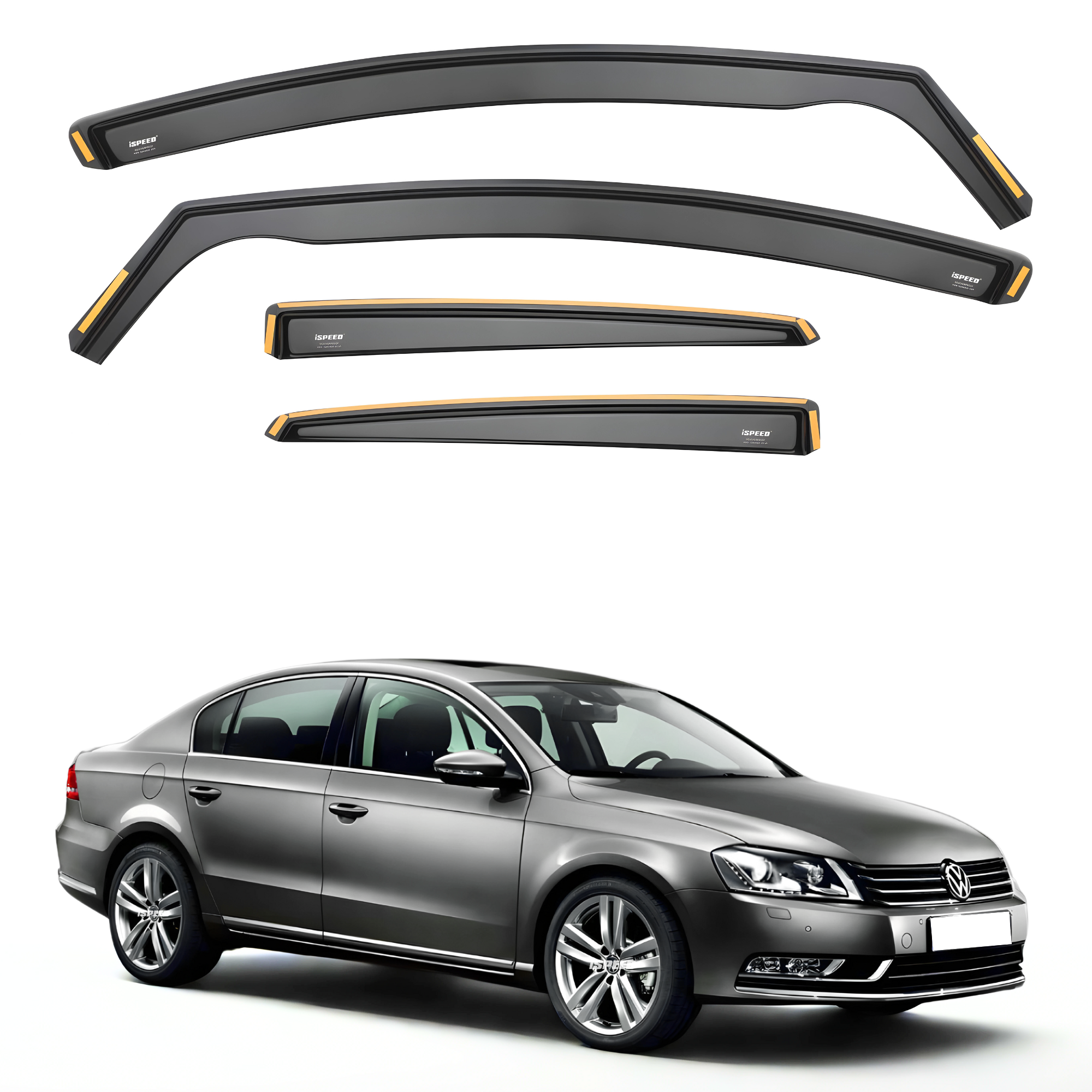 VW Passat B6 B7 2005 2014 4 Door Saloon Wind Deflectors 4pc Set ISPEED vw-passat-b6-b7-2005-2014-4-door-saloon-wind-deflectors-4pc-set-ispeed